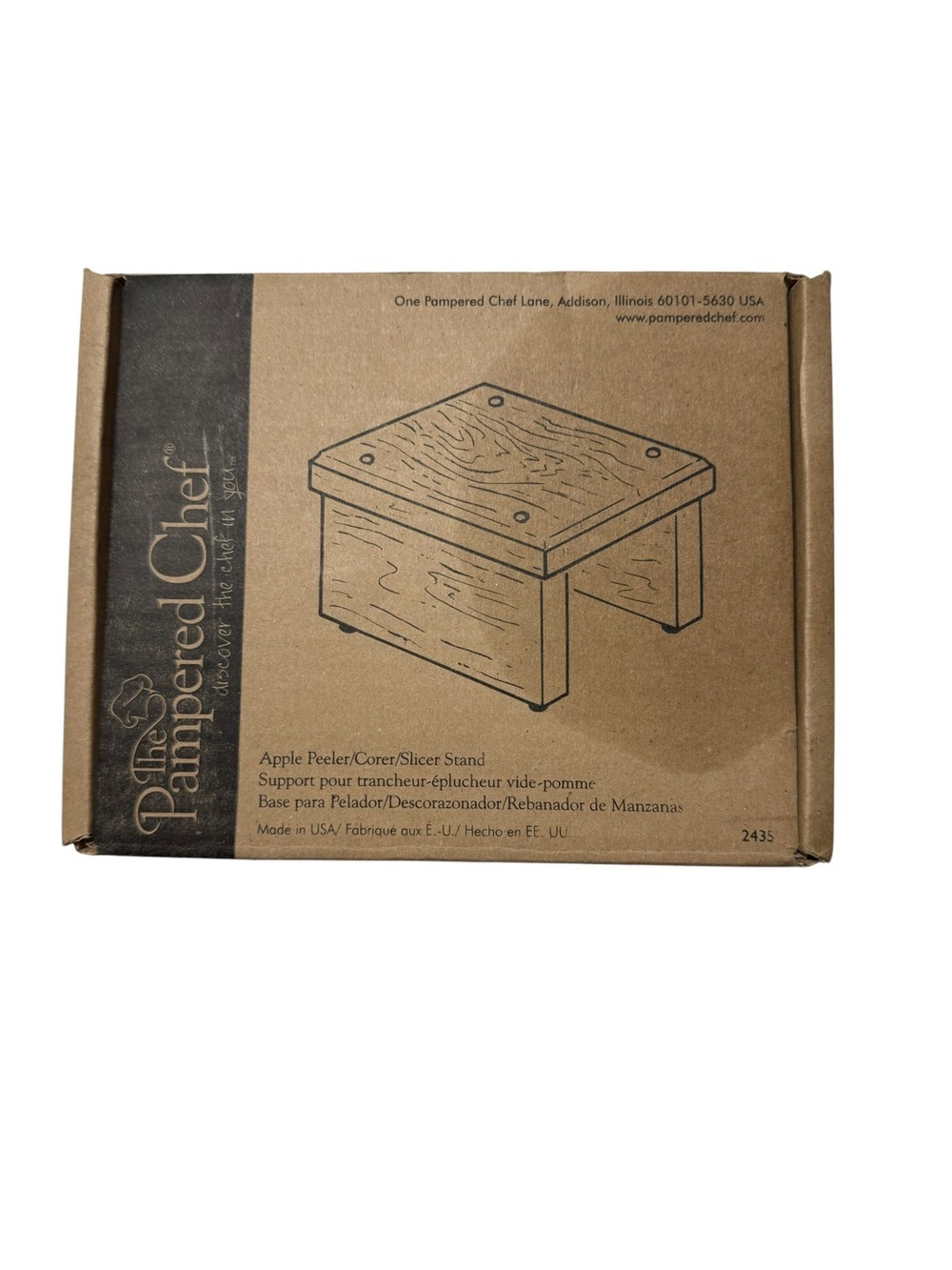 The Pampered Chef Brown Apple Peeler/Corer/Slicer Stand - Natural Wood Tone NWT